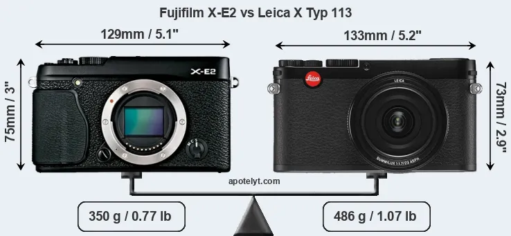 Size Fujifilm X-E2 vs Leica X Typ 113