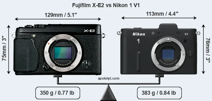 Size Fujifilm X-E2 vs Nikon 1 V1