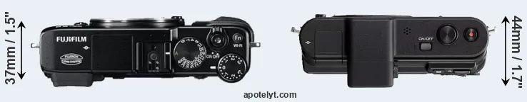 Compare X-E2 versus V1 top