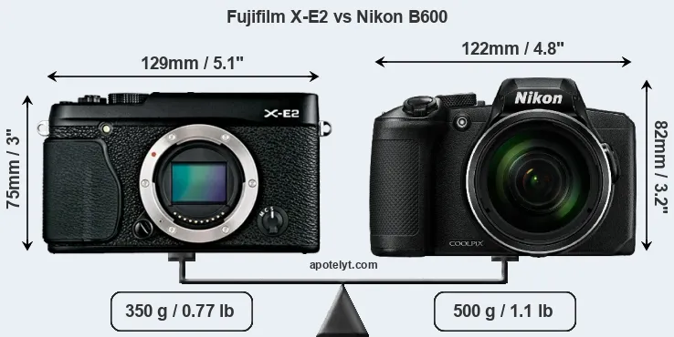 Size Fujifilm X-E2 vs Nikon B600