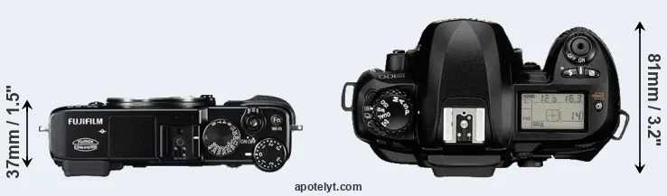 Compare X-E2 versus D100 top