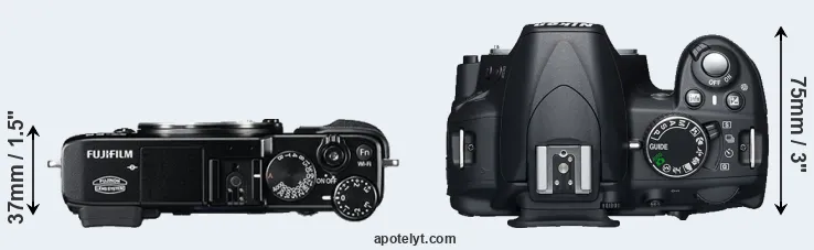 Compare X-E2 versus D3100 top