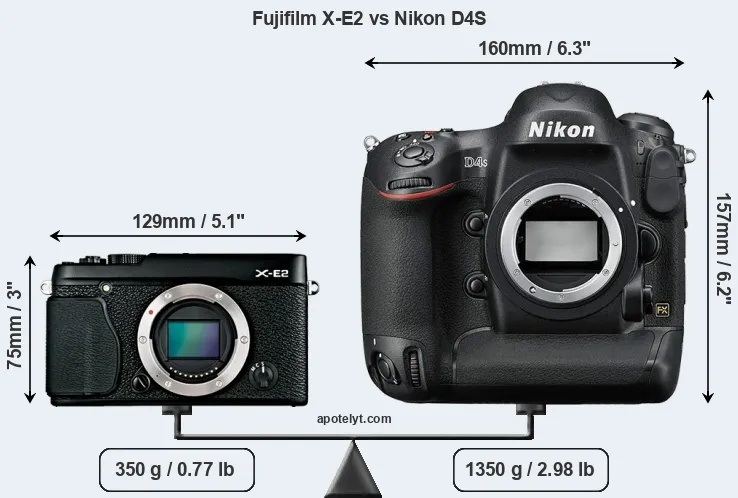 Size Fujifilm X-E2 vs Nikon D4S
