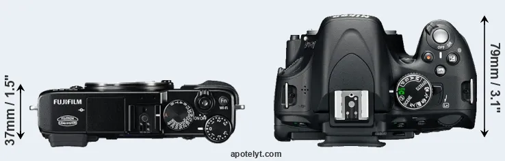 Compare X-E2 versus D5100 top