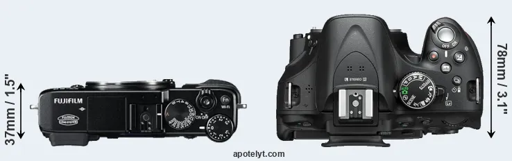 Compare X-E2 versus D5200 top