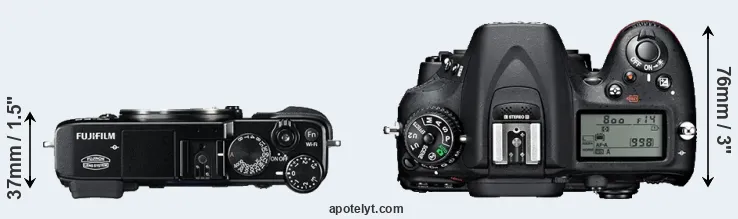 Compare X-E2 versus D7100 top