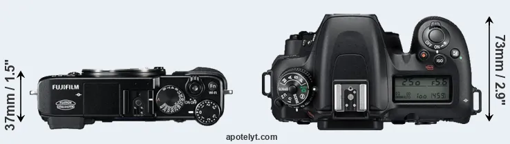 Compare X-E2 versus D7500 top
