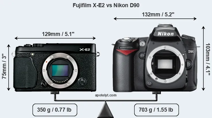 Size Fujifilm X-E2 vs Nikon D90
