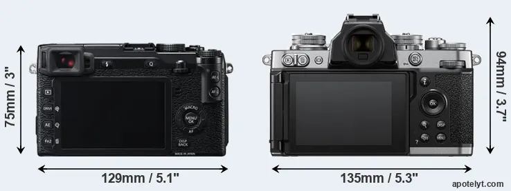 Comparison X-E2 or Z fc rear