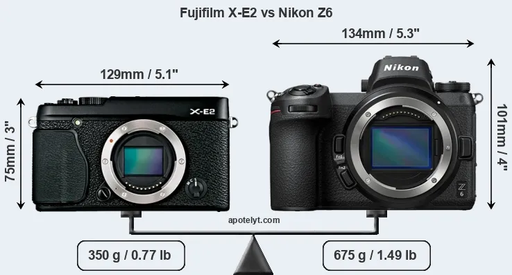 Size Fujifilm X-E2 vs Nikon Z6