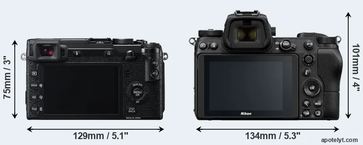 Comparison X-E2 or Z6 rear