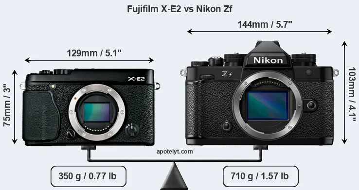 Size Fujifilm X-E2 vs Nikon Zf