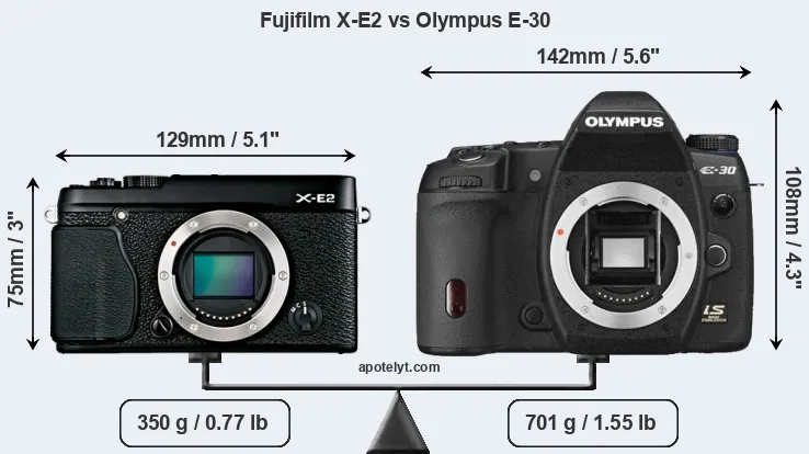 Size Fujifilm X-E2 vs Olympus E-30