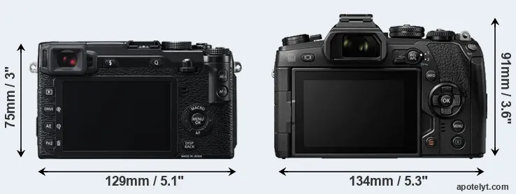 Comparison X-E2 or E-M1 II rear