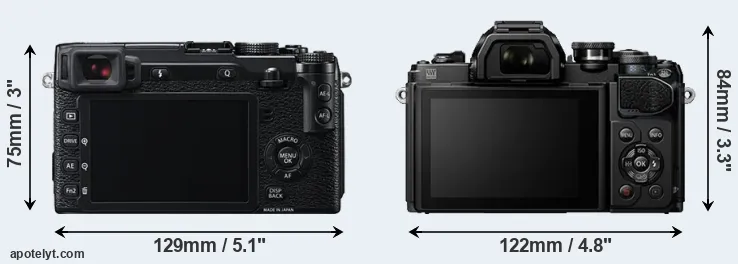 Comparison X-E2 or E-M10 III rear