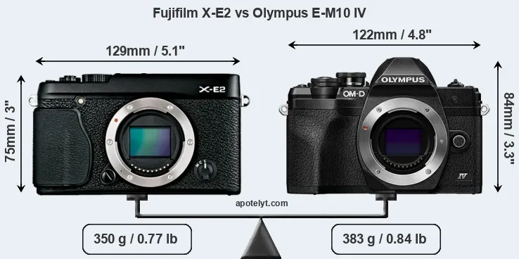 Size Fujifilm X-E2 vs Olympus E-M10 IV