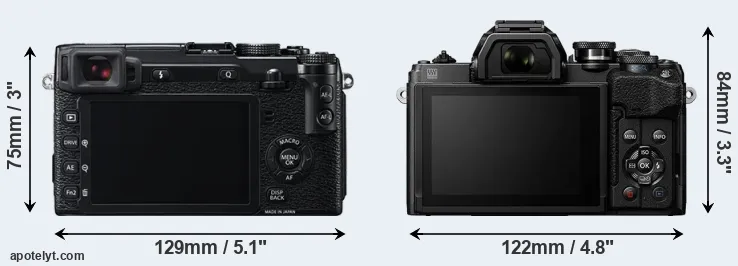 Comparison X-E2 or E-M10 IV rear