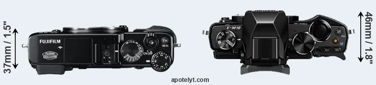Compare X-E2 versus E-M10 top