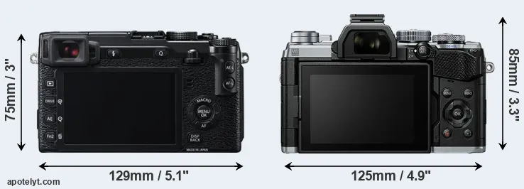 Comparison X-E2 or E-M5 III rear
