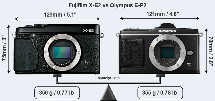 Size Fujifilm X-E2 vs Olympus E-P2