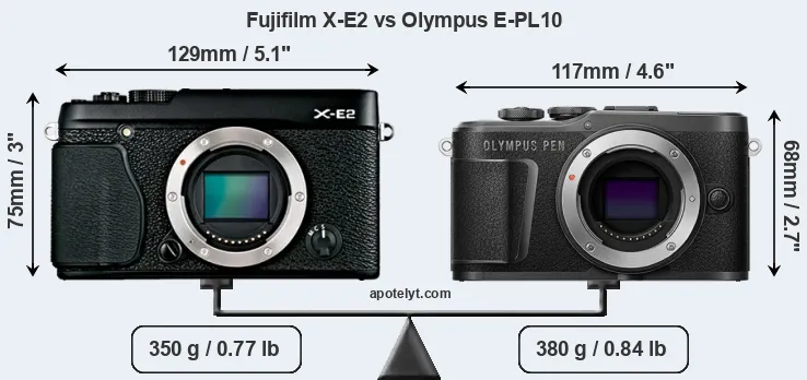 Size Fujifilm X-E2 vs Olympus E-PL10