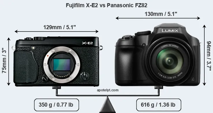 Size Fujifilm X-E2 vs Panasonic FZ82