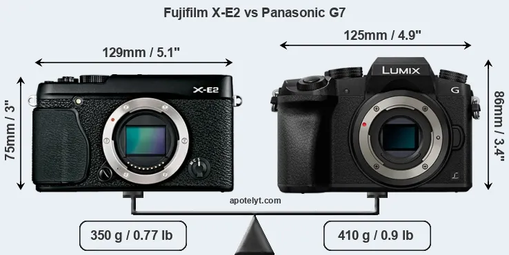 Size Fujifilm X-E2 vs Panasonic G7