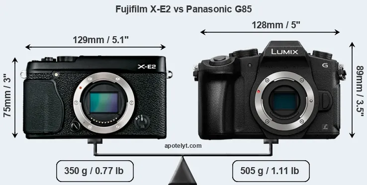 Size Fujifilm X-E2 vs Panasonic G85