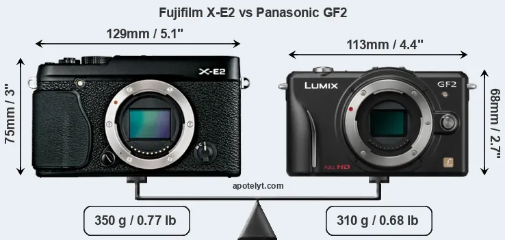 Size Fujifilm X-E2 vs Panasonic GF2