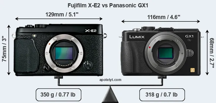 Size Fujifilm X-E2 vs Panasonic GX1