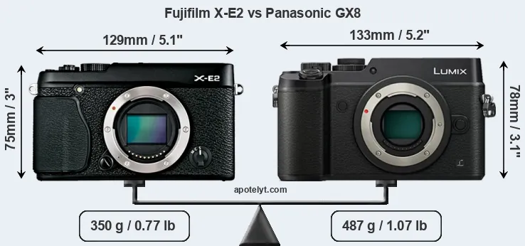 Size Fujifilm X-E2 vs Panasonic GX8
