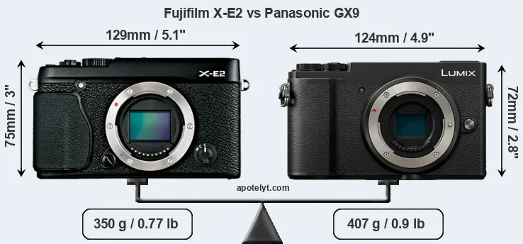 Size Fujifilm X-E2 vs Panasonic GX9