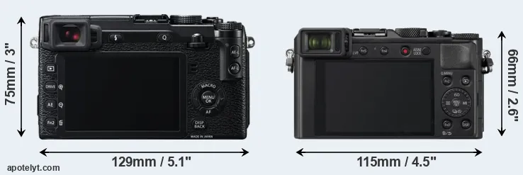 Comparison X-E2 or LX100 II rear