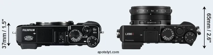 Compare X-E2 versus LX100 II top
