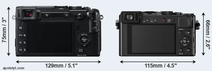Comparison X-E2 or LX100 rear