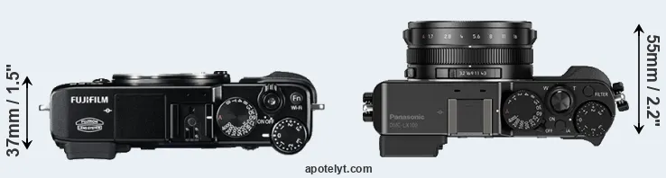 Compare X-E2 versus LX100 top