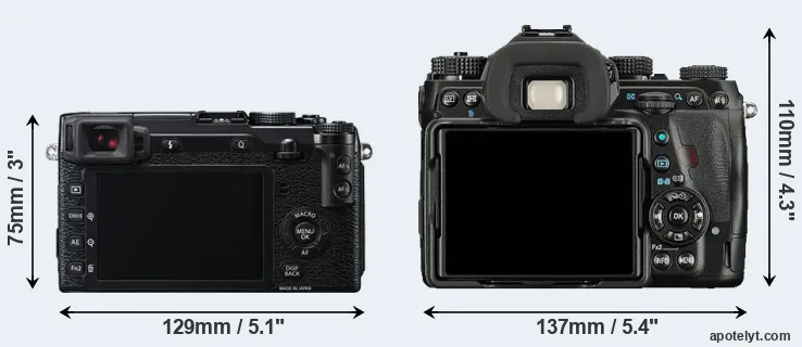 Comparison X-E2 or K-1 rear