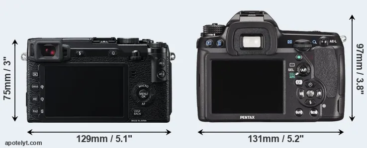 Comparison X-E2 or K-5 II rear