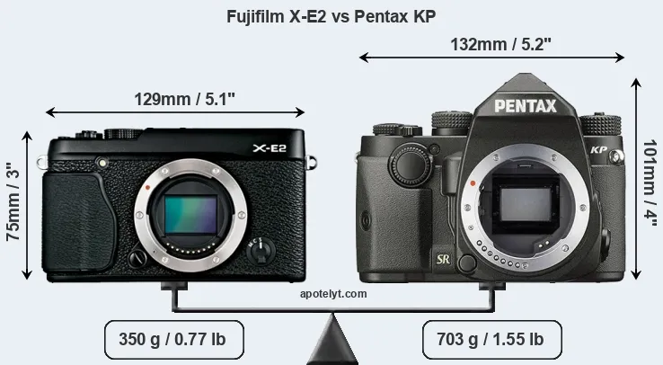 Size Fujifilm X-E2 vs Pentax KP