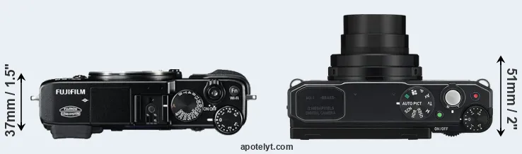 Compare X-E2 versus MX-1 top