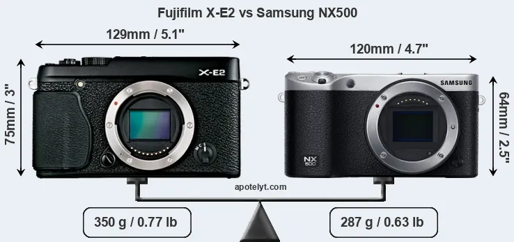 Size Fujifilm X-E2 vs Samsung NX500