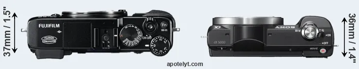 Compare X-E2 versus A5000 top