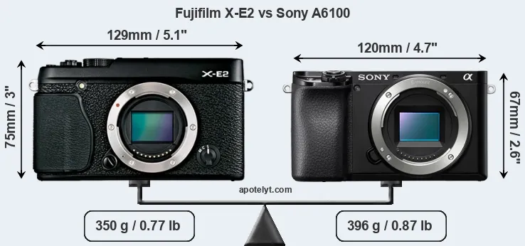 Size Fujifilm X-E2 vs Sony A6100