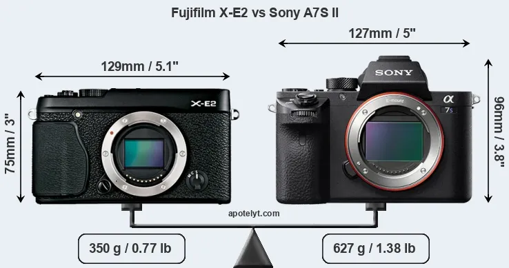 Size Fujifilm X-E2 vs Sony A7S II