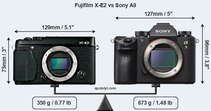 Size Fujifilm X-E2 vs Sony A9