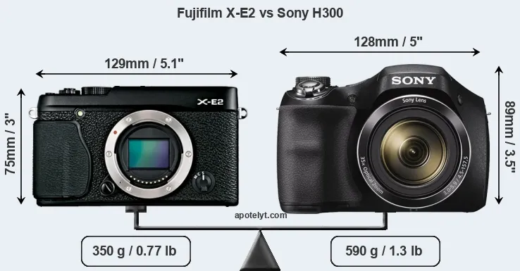 Size Fujifilm X-E2 vs Sony H300