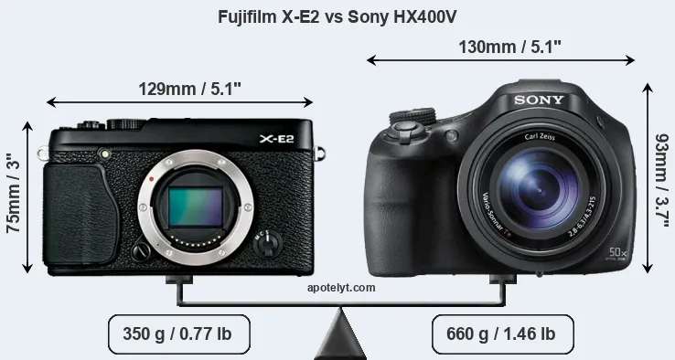 Size Fujifilm X-E2 vs Sony HX400V