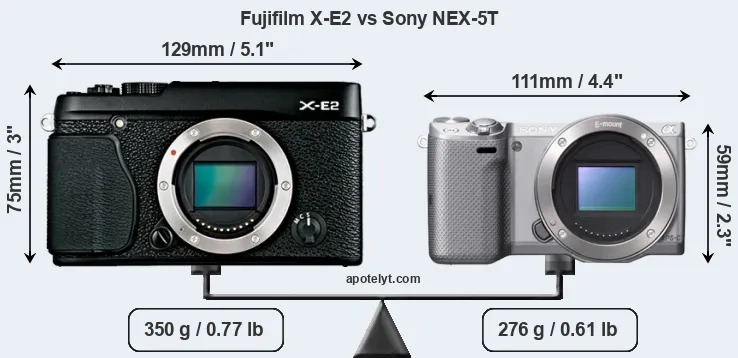 Size Fujifilm X-E2 vs Sony NEX-5T