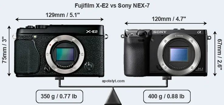 Size Fujifilm X-E2 vs Sony NEX-7