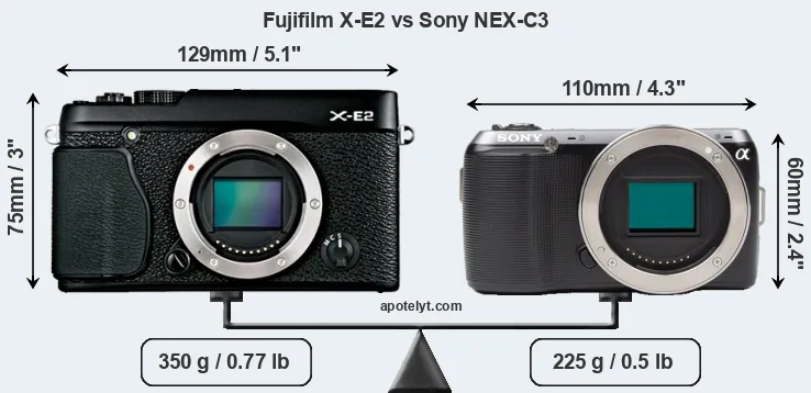 Size Fujifilm X-E2 vs Sony NEX-C3